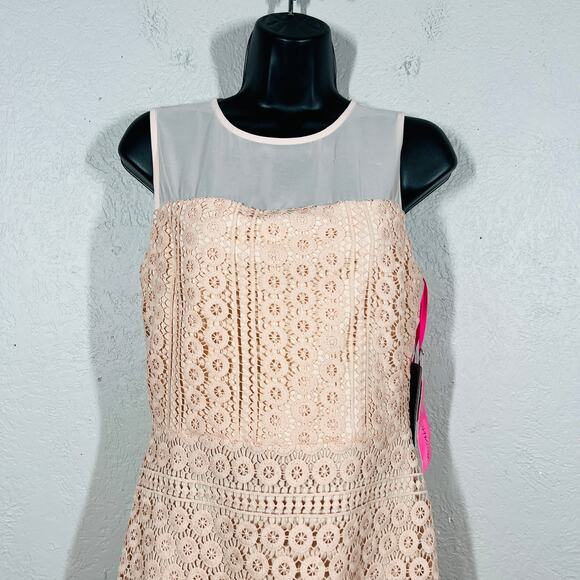 NEW! Betsey Johnson Crochet Blush Dress Sleeveless Mesh Top Bodice Ruffle - 6 - Picture 2 of 6